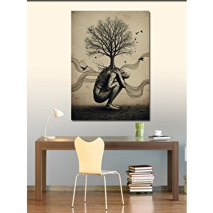 Kanvas Tablo Ağaç Ve Soyut İnsan Figürü 70x100 cm