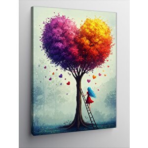 Kanvas Tablo Kalp Şeklinde Ağaç Manzarası 50x70 cm