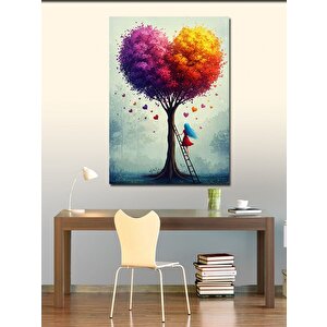 Kanvas Tablo Kalp Şeklinde Ağaç Manzarası 50x70 cm