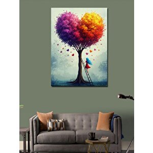 Kanvas Tablo Kalp Şeklinde Ağaç Manzarası 50x70 cm