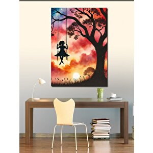 Kanvas Tablo Salıncakta Çocuk Ve Ağaç 100x140 cm