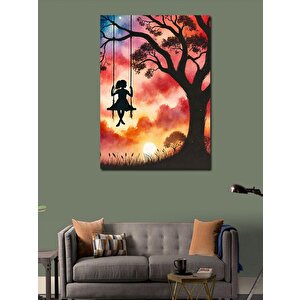 Kanvas Tablo Salıncakta Çocuk Ve Ağaç 100x140 cm