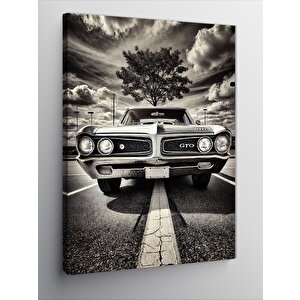 Kanvas Tablo Klasik Araba Ve Ağaçlı Yol 70x100 cm
