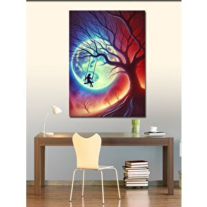 Kanvas Tablo Renkli Ağaç Ve Salıncaklı Çocuk 100x140 cm
