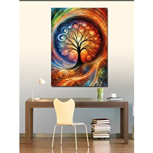Kanvas Tablo Dairesel Ağaç Motifi 70x100 cm