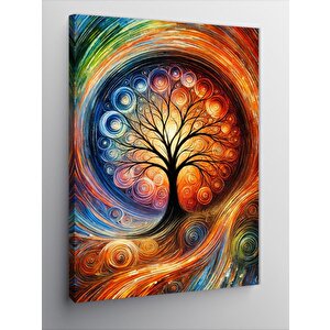 Kanvas Tablo Dairesel Ağaç Motifi 50x70 cm