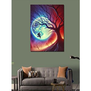 Kanvas Tablo Renkli Ağaç Ve Salıncaklı Çocuk 70x100 cm