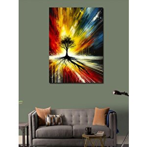 Kanvas Tablo Soyut Patlama Ve Ağaç 100x140 cm