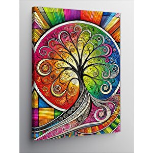 Kanvas Tablo Renkli Spiral Hayat Ağacı 100x140 cm