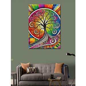 Kanvas Tablo Renkli Spiral Hayat Ağacı 100x140 cm