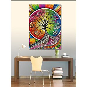 Kanvas Tablo Renkli Spiral Hayat Ağacı 70x100 cm