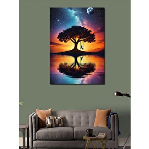 Kanvas Tablo Ayışığında Ağaç Ve Salıncak 100x140 cm