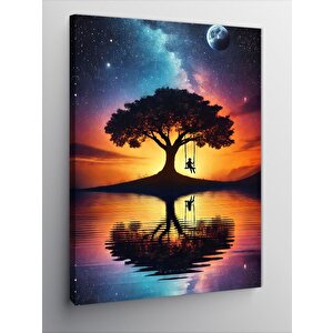Kanvas Tablo Ayışığında Ağaç Ve Salıncak 50x70 cm