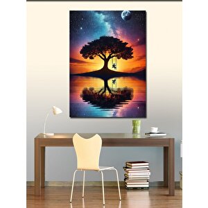 Kanvas Tablo Ayışığında Ağaç Ve Salıncak 50x70 cm