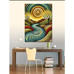 Kanvas Tablo Soyut Nehir Ve Ağaçlar Deseni 100x140 cm