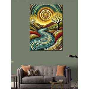 Kanvas Tablo Soyut Nehir Ve Ağaçlar Deseni 100x140 cm