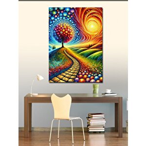 Kanvas Tablo Renkli Yol Ve Ağaç 50x70 cm