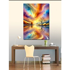 Kanvas Tablo Renkli Gökyüzü Ve Ağaç 100x140 cm