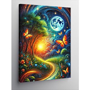 Kanvas Tablo Renkli Yol Ve Büyülü Ağaç 50x70 cm