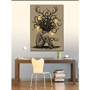 Kanvas Tablo Ağaç Kadın Ve Fenerlerin Gizemi 100x140 cm
