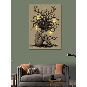 Kanvas Tablo Ağaç Kadın Ve Fenerlerin Gizemi 50x70 cm