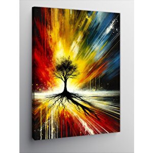 Kanvas Tablo Soyut Patlama Ve Ağaç 50x70 cm