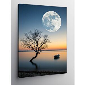Kanvas Tablo Ay Ve Ağaç Manzarası 70x100 cm