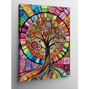 Kanvas Tablo Renkli Hayat Ağacı 50x70 cm