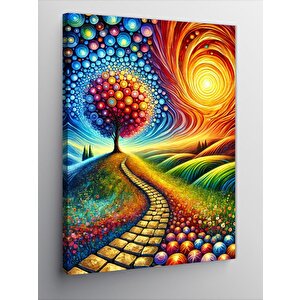 Kanvas Tablo Renkli Yol Ve Ağaç 100x140 cm