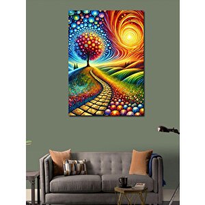 Kanvas Tablo Renkli Yol Ve Ağaç 100x140 cm