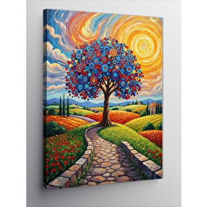 Kanvas Tablo Renkli Ağaç Ve Yürüyüş Yolu 100x140 cm