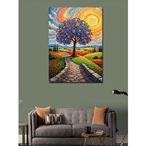 Kanvas Tablo Renkli Ağaç Ve Yürüyüş Yolu 100x140 cm