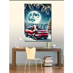 Kanvas Tablo Noel Baba Ve Kırmızı Araç 50x70 cm