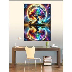 Kanvas Tablo Renkli Ağaç Ve Ay Yansıması 50x70 cm