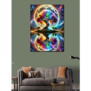 Kanvas Tablo Renkli Ağaç Ve Ay Yansıması 50x70 cm