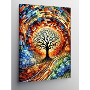 Kanvas Tablo Renkli Spiral Ağaç Deseni 100x140 cm