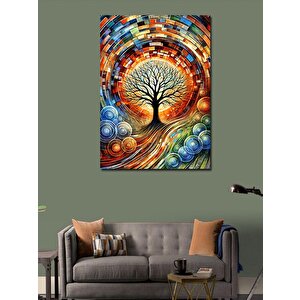 Kanvas Tablo Renkli Spiral Ağaç Deseni 100x140 cm