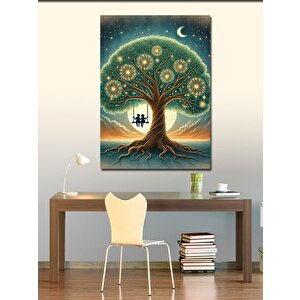 Kanvas Tablo Gece Ağacı Ve Çocuklar 100x140 cm