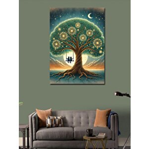 Kanvas Tablo Gece Ağacı Ve Çocuklar 100x140 cm