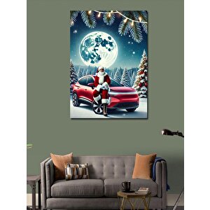 Kanvas Tablo Noel Baba Ve Kırmızı Araç 70x100 cm