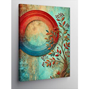 Kanvas Tablo Yuvarlak Ağaç Deseni 70x100 cm