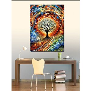 Kanvas Tablo Renkli Spiral Ağaç Deseni 50x70 cm
