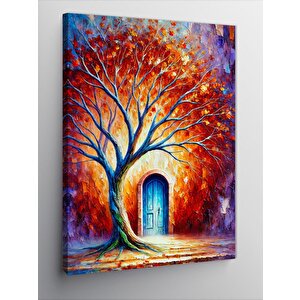 Kanvas Tablo Büyülü Ağaç Ve Kapı 50x70 cm