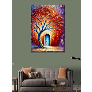 Kanvas Tablo Büyülü Ağaç Ve Kapı 50x70 cm