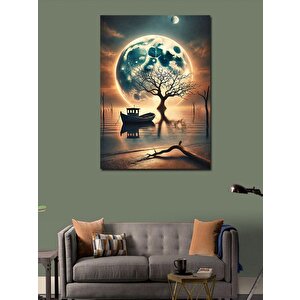 Kanvas Tablo Ay Manzarası Ve Ağaç 100x140 cm