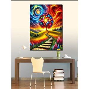 Kanvas Tablo Renkli Ağaç Ve Sürreal Yol 70x100 cm