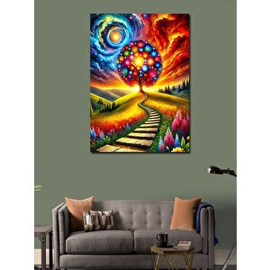 Kanvas Tablo Renkli Ağaç Ve Sürreal Yol 70x100 cm
