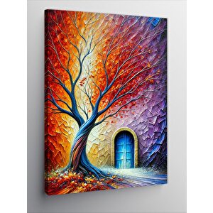 Kanvas Tablo Büyülü Kapı Ve Ağaç 100x140 cm