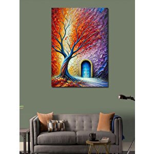 Kanvas Tablo Büyülü Kapı Ve Ağaç 100x140 cm