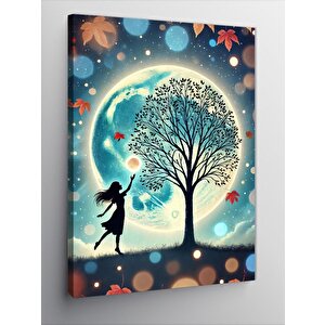 Kanvas Tablo Ayışığında Ağaç Ve Silüet 70x100 cm